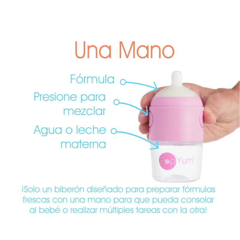 PopYum - Biberón anticólicos para bebé para preparar, mezclar y