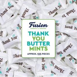 Thank You Butter Mints Individually Wrapped - 125 Count, After Dinner Mints, Soft Pillow Mints, Bulk Wedding Mints for Reception, Baby Shower & Funeral Favors for Guests