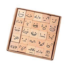 Dickly 25x Wooden Stamps, Mini Stamps, Wooden Stamps, Diary Stamp Set for Scrapbooking Supplies, Cartoon Expressions