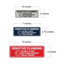 Standard Sensitive Plumbing Do Not Flush Anything Except Toilet Paper Sign (Navy Blue/White) - Large