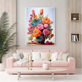 Skyboda Diamond Painting Kits for Adults, DIY Colorful Flowers Diamond Art Kits Full Round Drill Gem Art Diamond Dots for Home Wall Art Decor 30x40cm