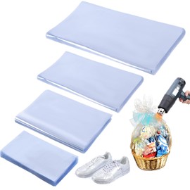 Yolev 500pcs Heat Shrink Wrap Bags 4 Sizes Clear POF for Gift Baskets 14x20(100) 8x12 (100) 8x10 (100) 4x6 (200) Heat Seal Bags Film For Soap Book Bath Bomb Jar Tumbler Sleeve Packaging