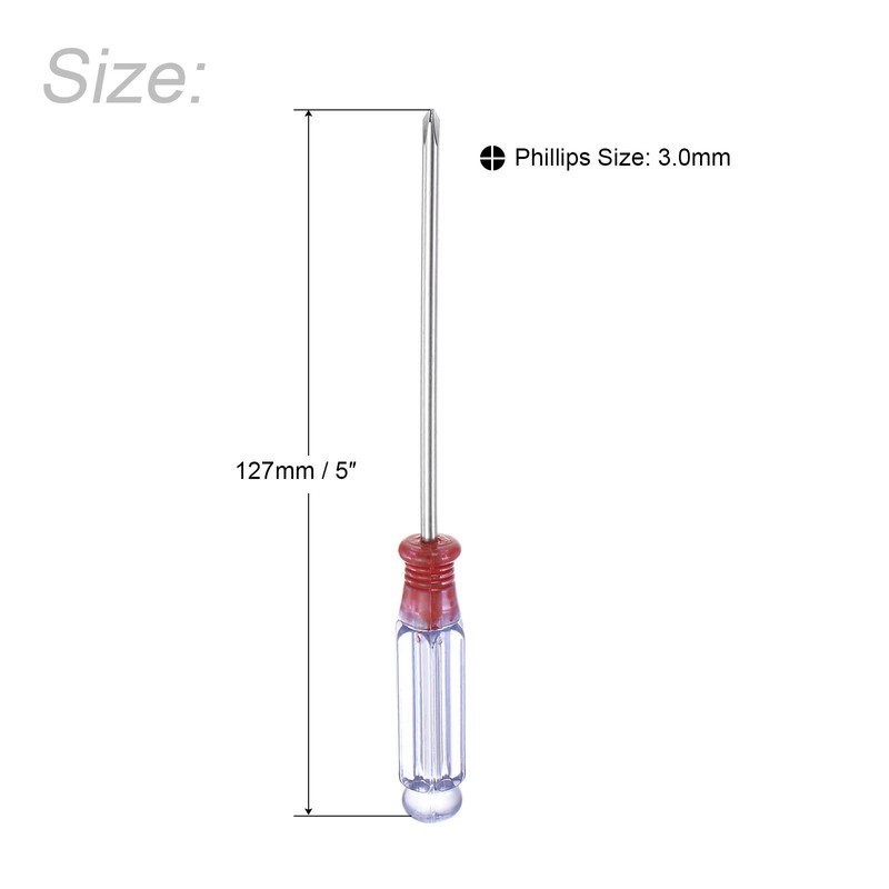sourcing map Mini Phillips Screwdriver, 3.0mm Cross Head 127mm Length