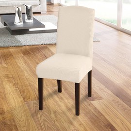 Granbest High Stretch Dining Chair Slipcovers, Universal Fit Jacquard Parson Dining Chair Covers, Removable Chair Protectors for Dining Room, Kitchen, Restaurant and Hotel (Set of 4, Beige)