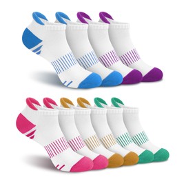 YSense Ankle Socks for Women 5 Pairs, Running Low Cut Tab No Show Athletic Stocking Womens Cushioned Thick Cotton Casual Socks for Hiking Workout