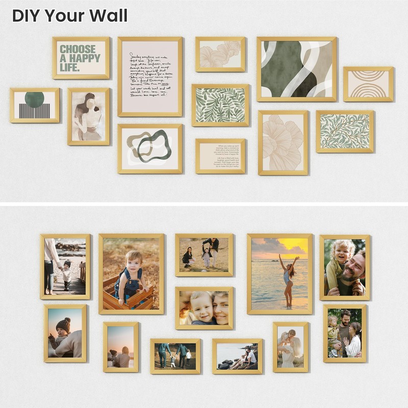 Heimlove Gold Collage Picture Frames Set of 12,Two 8x10,Two 6x8,Four