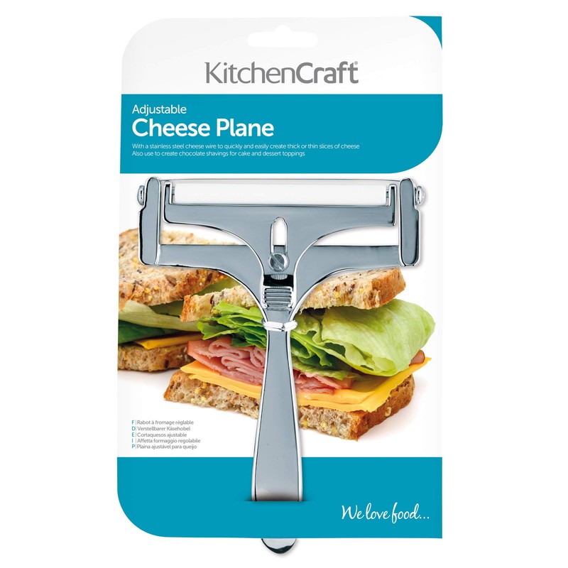 KitchenCraft KCPLANEDL Cheese Slicer with Adjustable Wire, Stainless Steel, 15