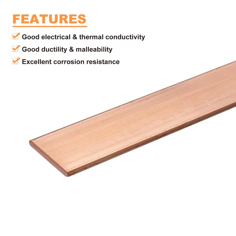 uxcell Copper Flat Bar, 0.08" Thickness x 0.98" Width x