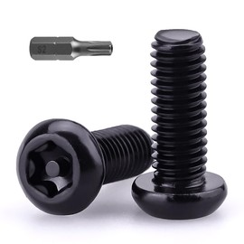 (50 pcs) M5-0.8 x 12mm Button Head Torx Drive Machine Screws, Stainless Steel 304 (18-8) Security Screws, Anti-Theft Tamper Proof, Black Oxide Finish, T25 Drive Bit Included