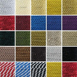 KBBB Satin Cord Honey 3 mm x 5 m or 3 mm x 25 m Twisted Braided Jewellery Cord Decorative Sewing Choice of Colours