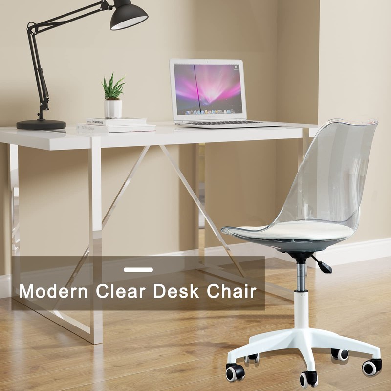 Ebullient Acrylic Clear Desk Chair Modern Home Office Ghost Chairs