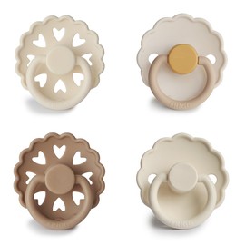 FRIGG SilkySoft Silicone Baby Pacifier 4-Pack Snowflake Dream | Made in Denmark | BPA-Free (0-6 Months)