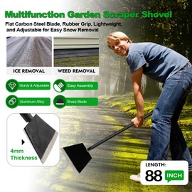 Smarkey Floor Scraper, Garden Scraper Shovel, Cleaning Remove Tool With 88in Long Handle,Sturdy Tile Scraper for Ice, Tiles, Ceiling, Concrete, Tape, Glue - Heavy Duty Sharp Blade (4mm Thickness)