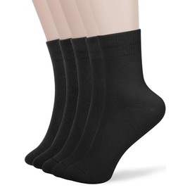 FGZ Womens Thin Cotton Socks, Casual Soft Cotton Socks Women Above Ankle Crew Socks 5 Pairs (9-11, Black)