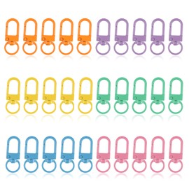 Molain Pack of 30 Mini Carabiner Keyrings, Small Carabiner Hooks, Colourful, Zinc Alloy Carabiner, Rotatable Colourful Swivel Hook for DIY Handbag, Crafts, Key Ring, Plug Jewellery