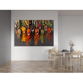 LuxeWood Wall Art Canvas Prints for Kitchen and Dining Room - Home and Restaurant Wall Decor - Wrapped Frame Small to X-Large Print (Herbs And Spices, 30x20 Inches)