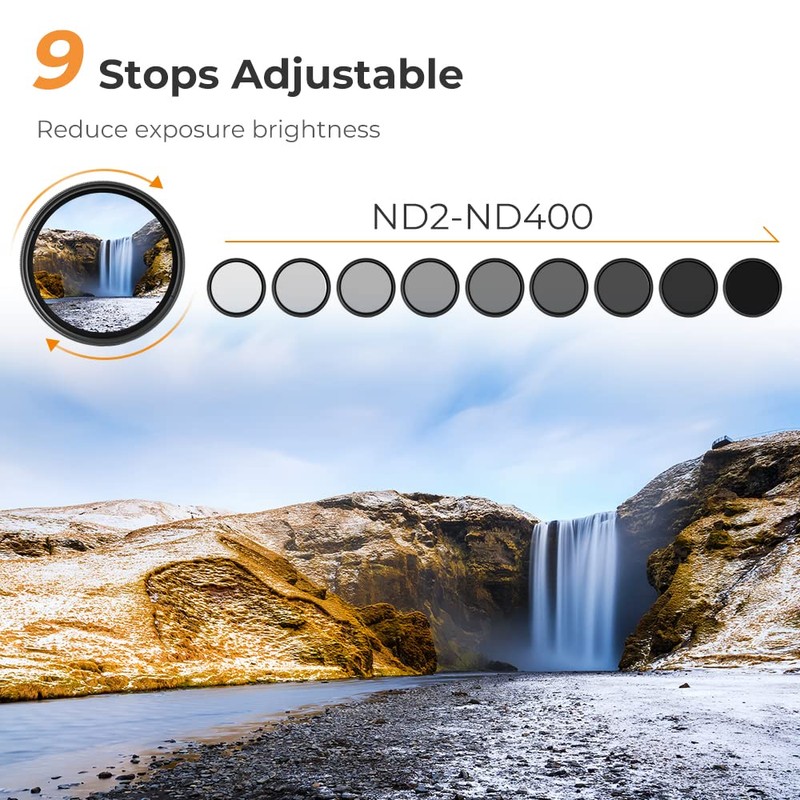 K&F Concept 43mm Variable ND2-ND400 Lens Filter Slim Neutral Density