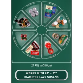 JEISSLIA Lazy Susan Cabinet Organizer Bins for 26"/ 28"/ 32" Diameter Corner Organizer, Plastic Cabinet Storage Bin, 1/8 Wedge - Food Safe, BPA Free, with Non-Slip Pads (for 28" Diameter, 8 Pack)
