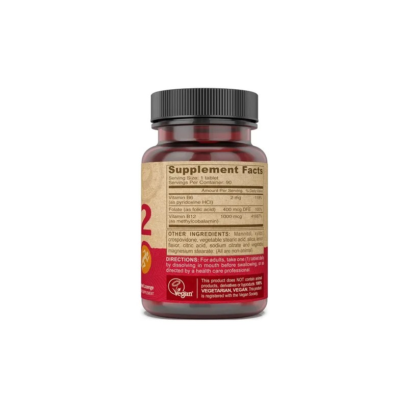 Deva Vitamina B12 Vegana 1000 Mcg 90 Tabletas Limón