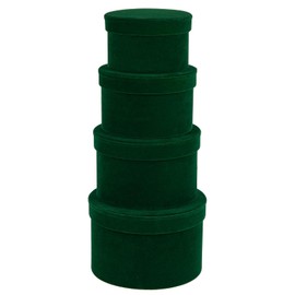 GnFlus Round Gift Boxes with Lids for Presents Set of 4 Green Velvet Nesting Gifts Box for Arrangements Flowers Wedding Birthday Valentines Bridesmaid Christmas Party Anniversary