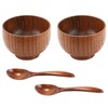 Ocnvlia 4 Pieces Wooden Handmade Bowl and Spoon for for