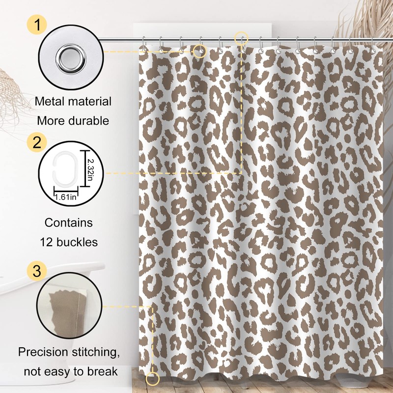 ZTTXL Leopard Cheetah Shower Curtain (72" x 72"), Dark brown