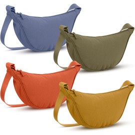 Dansydaisy 4 Pcs Nylon Crescent Crossbody Purses Bag for Women Men Half Moon Shape Sling Travel Bag Crescent Shoulder (Bright Colors)