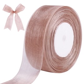 Rose Pink Sheer Ribbon, 40mm x 50 Yards Double Faced Sheer Chiffon Ribbon for Gift Wrapping, Christmas Wedding Party Ceremony Decorations and DIY Bows Crafts