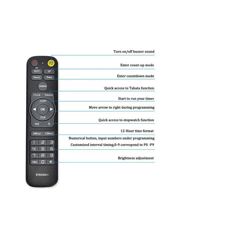 IR Signal Infrared Remote Control Workout Countdown Clock, Interval Timer,