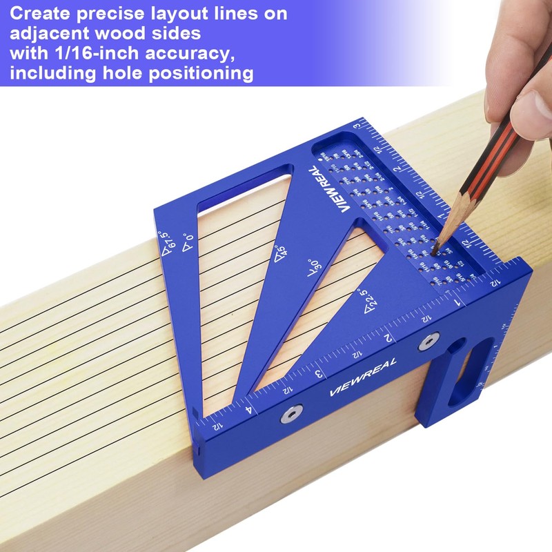 3D Multi Angle Measuring Ruler Aluminum Alloy Woodworking Square,Versatile Square