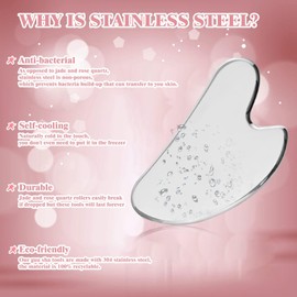 Stainless Steel Gua Sha Facial Tools, Durable Gua Sha Scraping Massager to Reduce Puffiness, Lymphatic Drainage, Facial Tension with Travel Pouch & Delicate Box