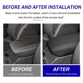 DEYTOP Center Console Cover for Ford Ranger 2024 Accessories Car Center Console Cover for 2024 Ranger Accessories Armrest Pad (Black with Black Stitches)