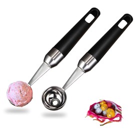 Kunxing Melon Ballers Scoop Set,Canteloupe Ice Cream Candy Watermelon Kiwi Stainless Steel Baller Spoon,DIY Fruit Platter Ball Tool Scooper,Different Sizes 1.18/0.98-Inch (2 Pcs）