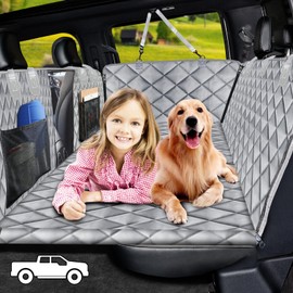 URPOWER XL Dog Back Seat Extender for Crew Cab Truck, Hard Bottom Dog Car Seat Cover Waterproof Dogs Car Hammock Pet Backseat Bed, Pet Truck Accessories for F150 / RAM 1500/ Tundra Crew Cab