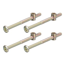 uxcell 4Pcs Hex Socket Head Screws Bolts Barrel Nuts, M6 x 90mm Socket Furniture Bed Bolt Barrel Nuts for Chairs Cots, Bronze Color