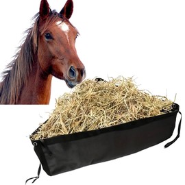 ZR ZHENGRONG Horse Corner Feeder Construct,Large Capacity Hay Bag for Horse,GoatsDeep Corner Hay Bag, for Horse Trailer Stall,Black