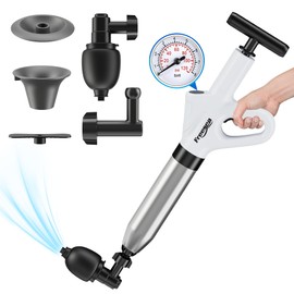 FREESEA Toilet Plunger Clog Remover: High-Pressure Air Drain Blaster Tool - Heavy Duty Air Plunger with Real-Time Barometer for Bathroom Floor Drain Kitchen Sink Clogged