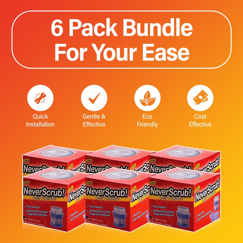 NeverScrub! Self Cleaning Toilet System Replacement Cartridge, 1.65 oz, Lasts