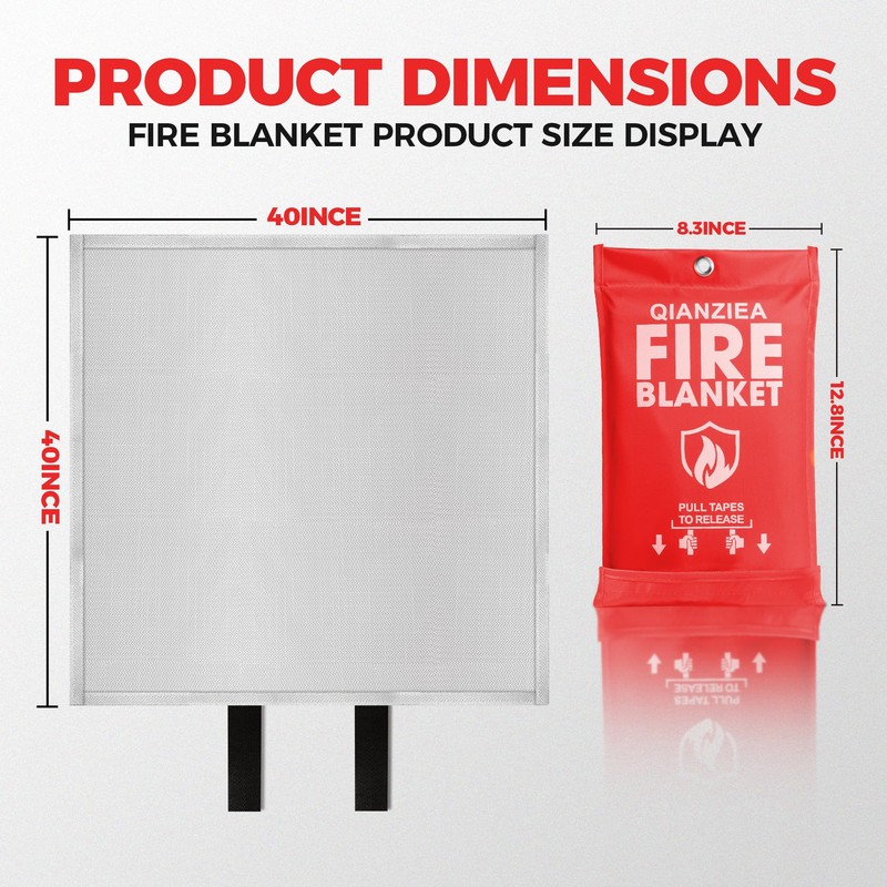 QIANZIEA Emergency Fire Blanket,4 Pack,40"x40" Fire Blankets for Home and