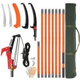 26ft Lightweight Manual Pole Saw Set Long Handle Pruner with Sharp Steel Blade Scissors for Tree Trimming for Outdoor TasksColor: as picture Color