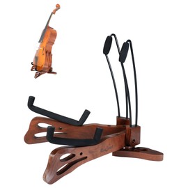 Musbeat Cello Stand with Bow Holder, Butterfly-Shape Floor Stand with Padded Foam, Handcrafted Cello Rack Fits 1/2, 3/4, 7/8, 4/4 Full-Size and Guitar, Instrument Holder for Home and Studio Display