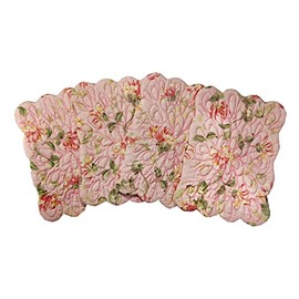 Coasters, Set of 4, Scalloped Rectangular Large (Pink Flloral})