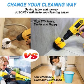 JUSONEY Drill Brush Scrub Pads 38 Piece Power Scrubber Cleaning Kit - All Purpose Cleaner Scrubbing Cordless Drill for Cleaning Pool Tile, Sinks, Bathtub, Brick, Ceramic, Marble, Auto, Boat