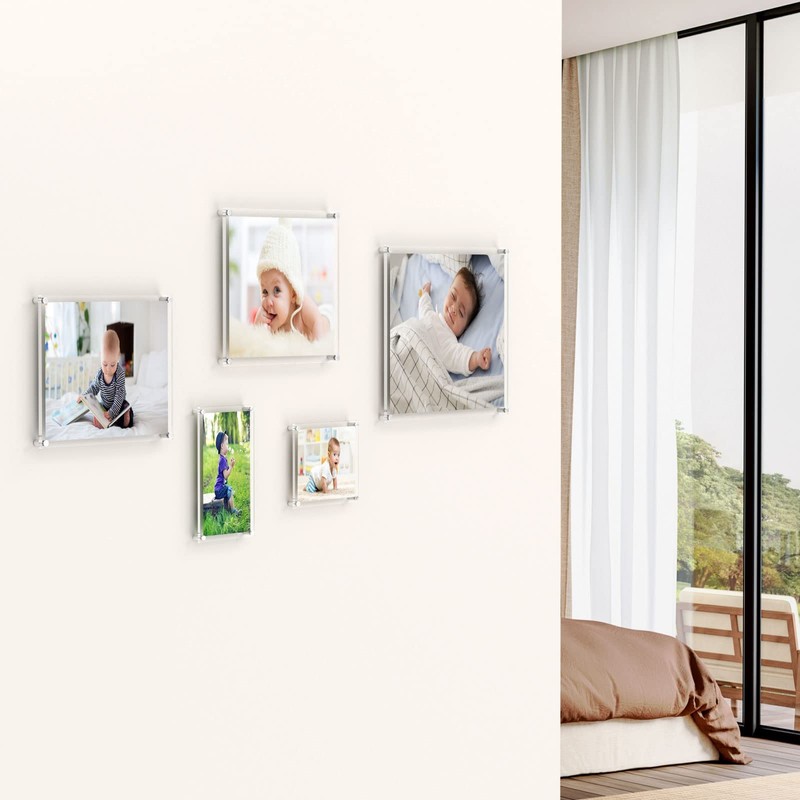NIUBEE 11x14 Clear Acrylic Wall Mount Floating Frameless Picture Frame