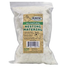 Exotic Nutrition All-Natural Nesting Material (4 oz.) - 100% Cotton Eco-Friendly Animal Bedding - for Sugar Gliders, Squirrels, Hamsters, Rabbits, Wild Birds & Wildlife