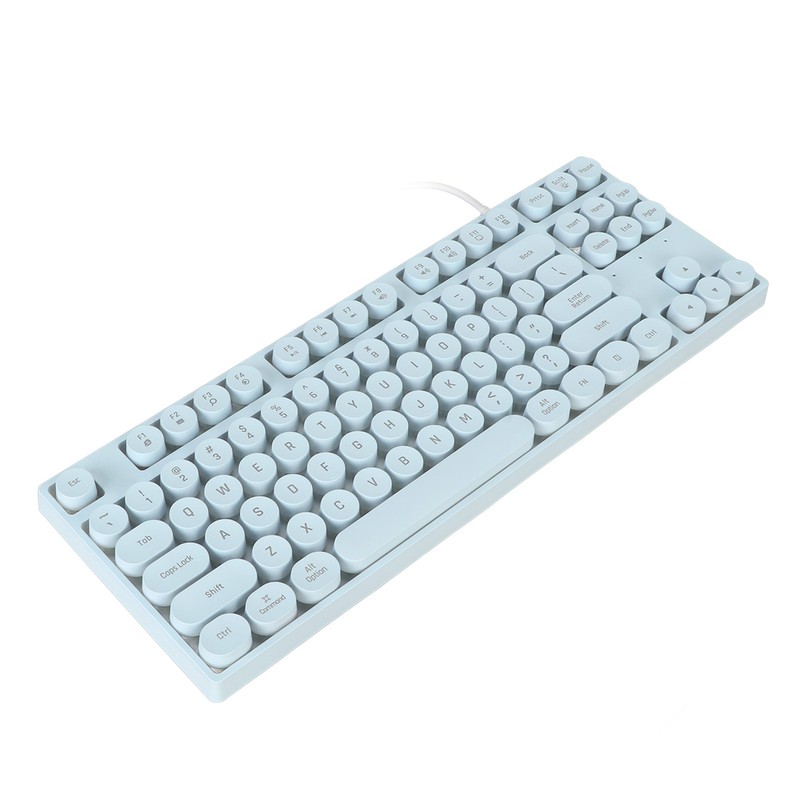 Gaming Keyboard USB Round 87 Keys Colorful Backlit Ergonomic Mechanical