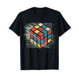 Vintage Puzzle Cube Geometric Speedcuber 80's Boys Cool Math T-Shirt