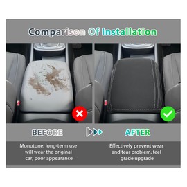 GAFAT Compatible with Hyundai Kona SX2 2024 2025 Central Armrest Cover, Kona Hybird EV 2024 Centre Console Armrest Protection, PU Microfibre Leather Padding (White)