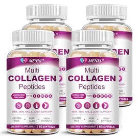 Multi Collagen Peptides Softgel for Women & Men - Type I, II, III, V, X - Hydrolyzed Collagen Peptides with Biotin, Vitamin C & Hyaluronic Acid - Supp
