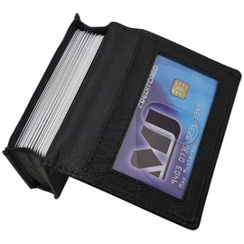 Genuine Leather Credit and Business Card Case in Calf or Buffalo Leather MJ-Design-Germany with RFID & NFC Protection in Black, Buffalo Black, rfid wallet